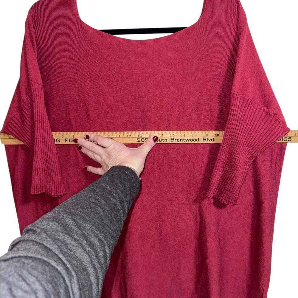 Peruvian Connection Oversized Pima Cotton Modal Knit Top XL Red Dolman Sleeve - Picture 8 of 11